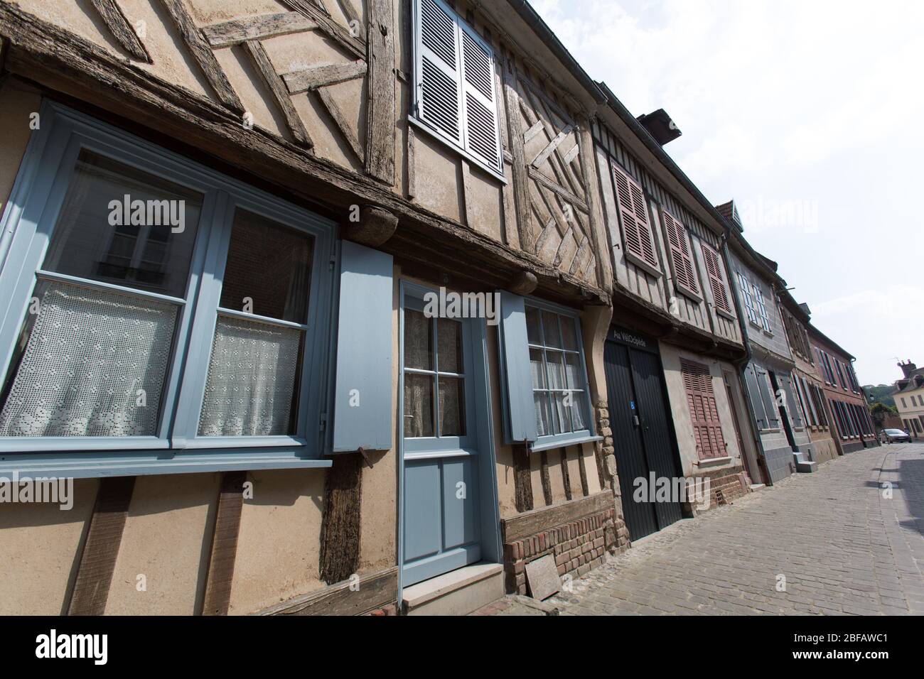 Village of St Valery sur Somme, France. Picturesque view of timber