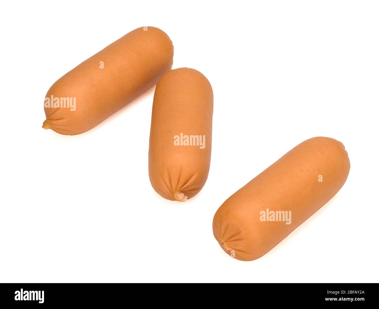 Three raw sausages isolated on white background Stock Photo
