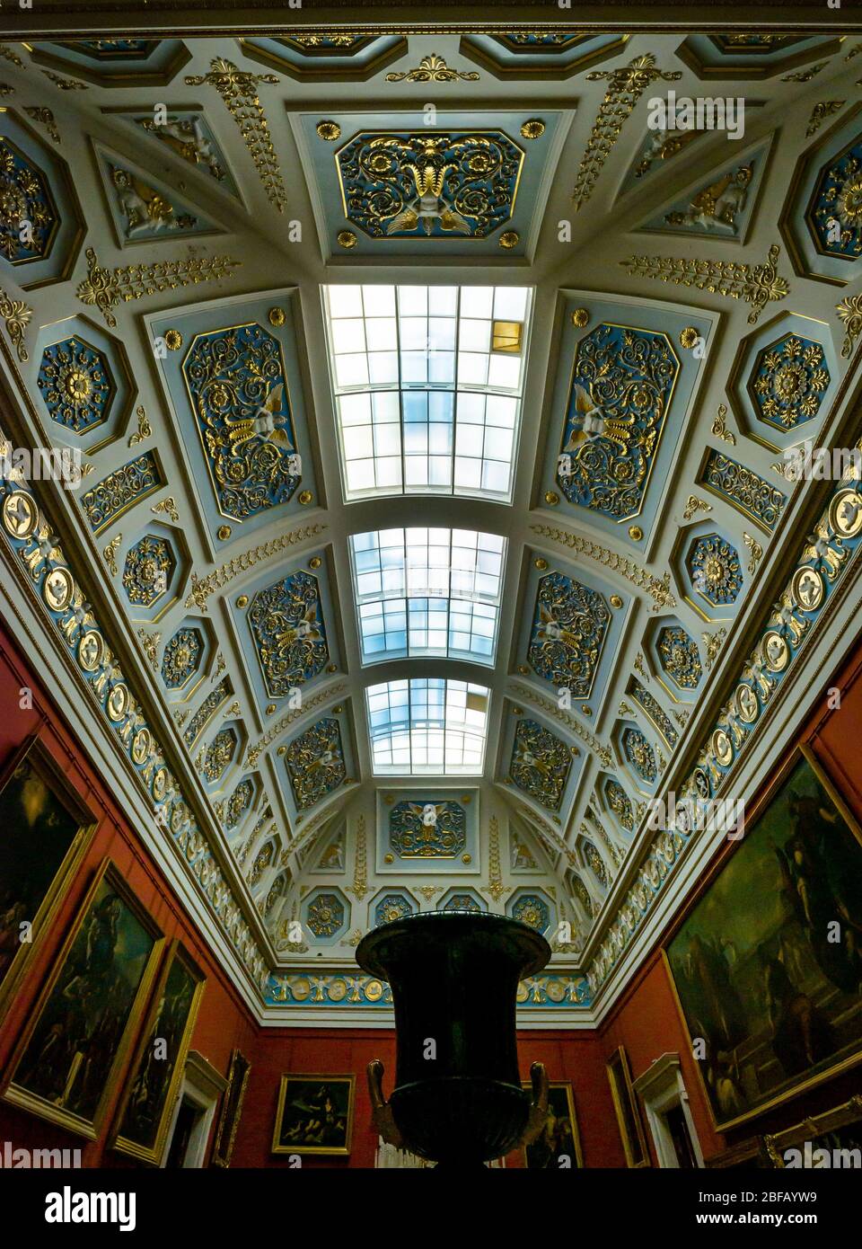 Ceiling of Italian Skylight Room, Hermitage State Museum, St Petersburg, Russian Federation Stock Photo