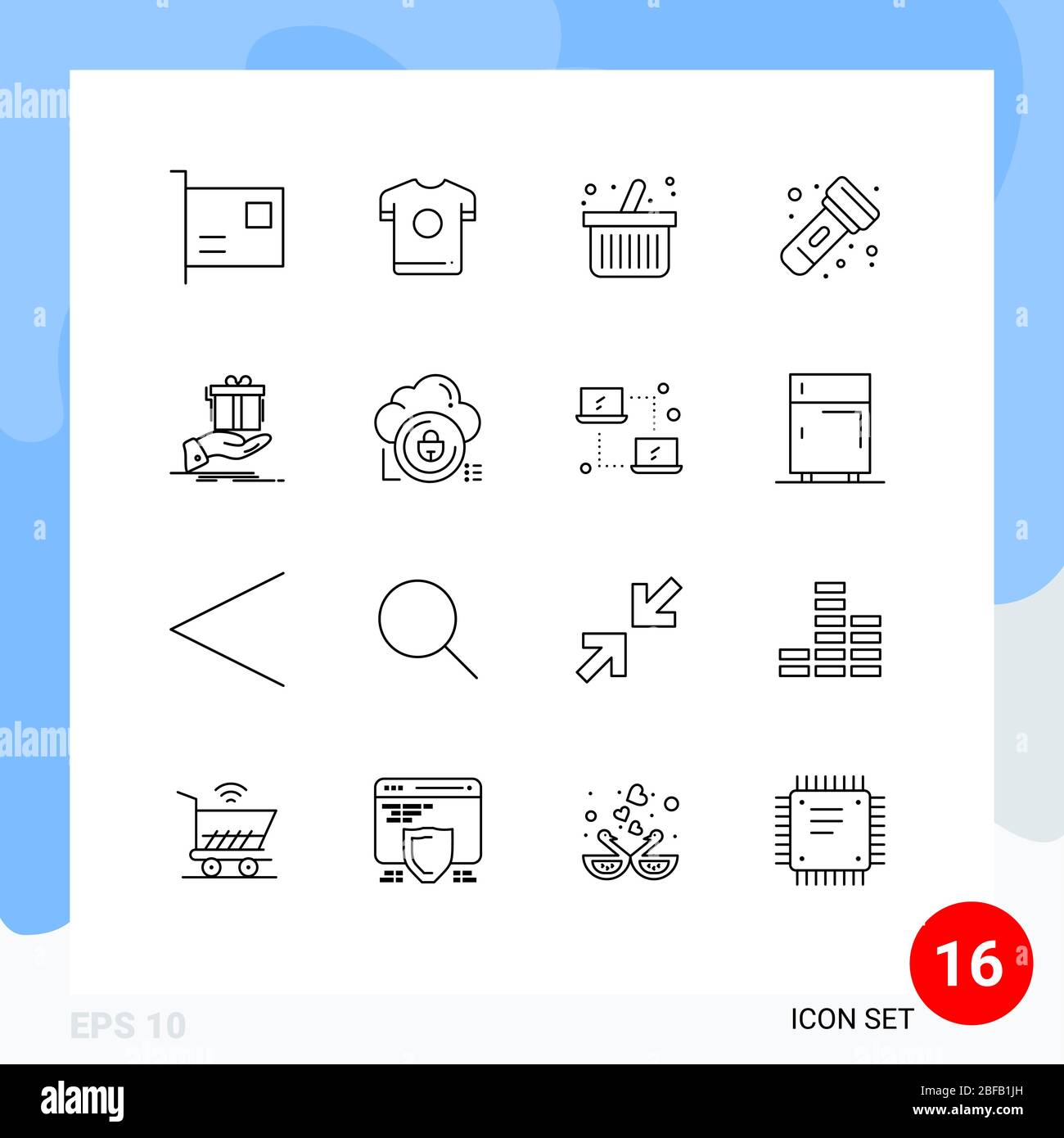 Universal Icon Symbols Group of 16 Modern Outlines of surprise, torch, spring, light, camping Editable Vector Design Elements Stock Vector