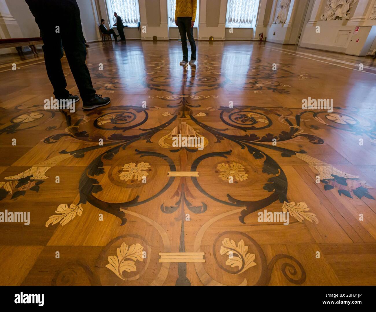 Leaf motif parquet wood floor, Hermitage State Museum,  St Petersburg, Russian Federation Stock Photo