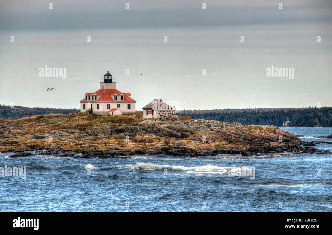 Egg Rock Lighthouse near Bar Harbor, Maine. Stock Photo