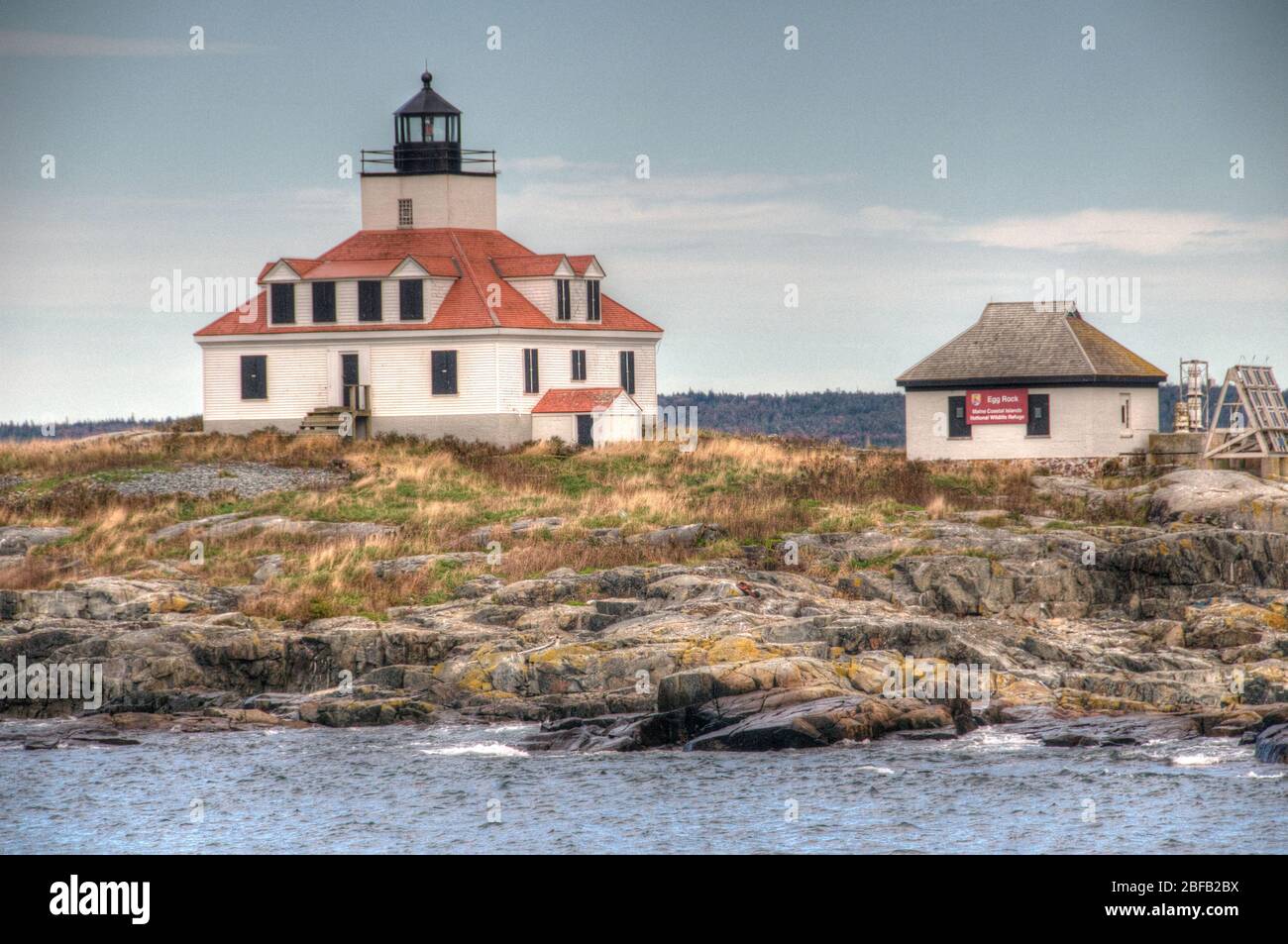 Egg Rock Lighthouse near Bar Harbor, Maine. Stock Photo