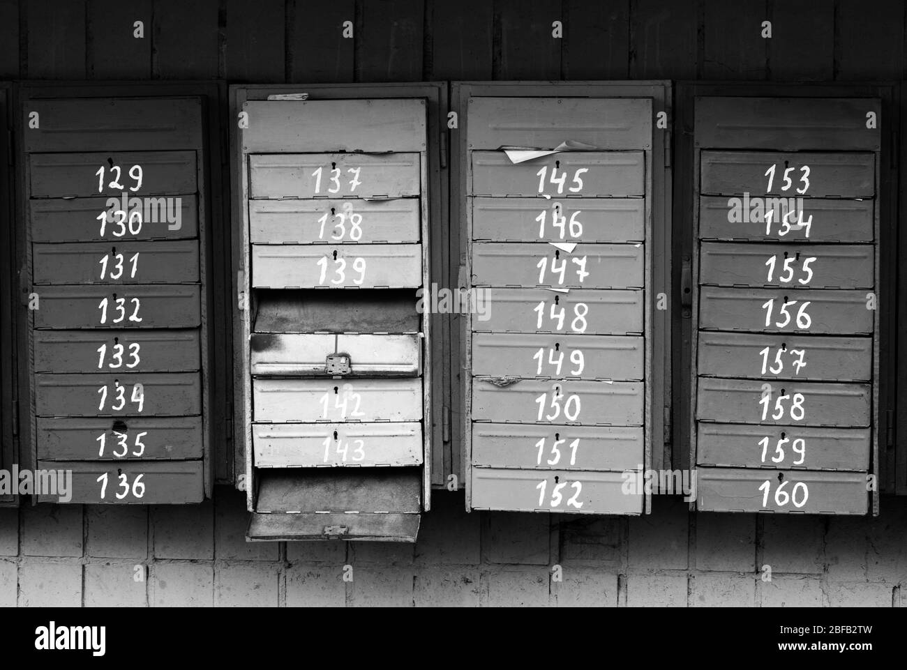 Black and white old vintage post boxes Stock Photo