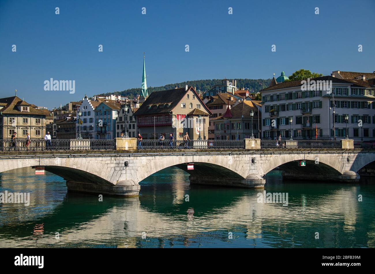 Zurich, Switzerland September 13, 2016 Munsterbrucke Bridge over the