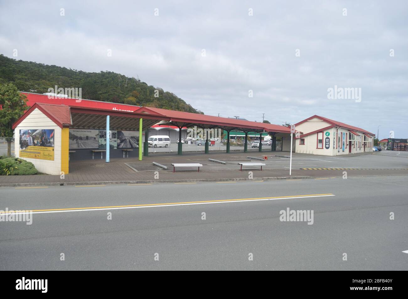 GREYMOUTH, NEW ZEALAND, APRIL 11, 2020: Greymouth Railway Station closed down during the Covid 19 lockdown in New Zealand, April 11,  2020 Stock Photo