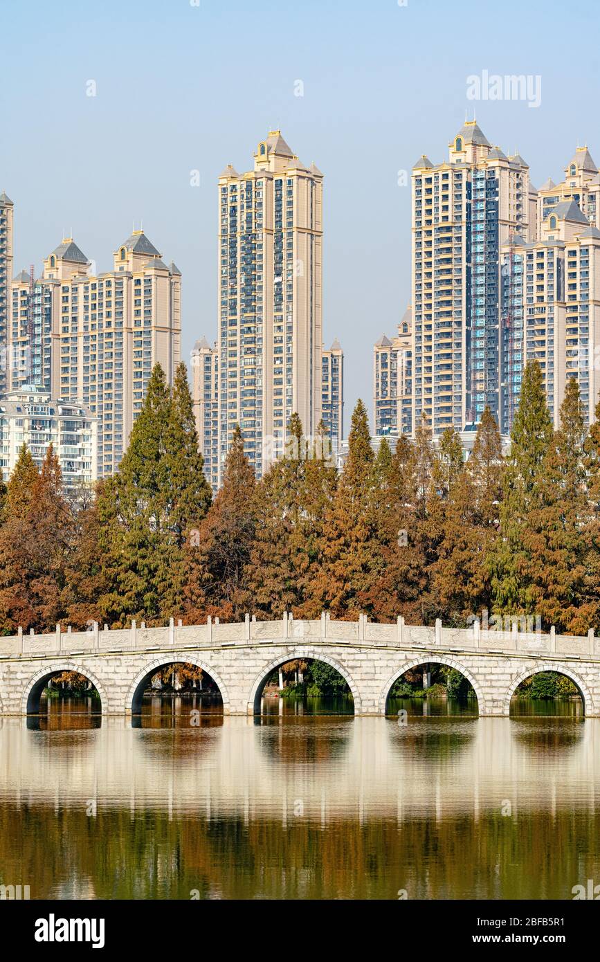 A high building in china above nature Stock Photo
