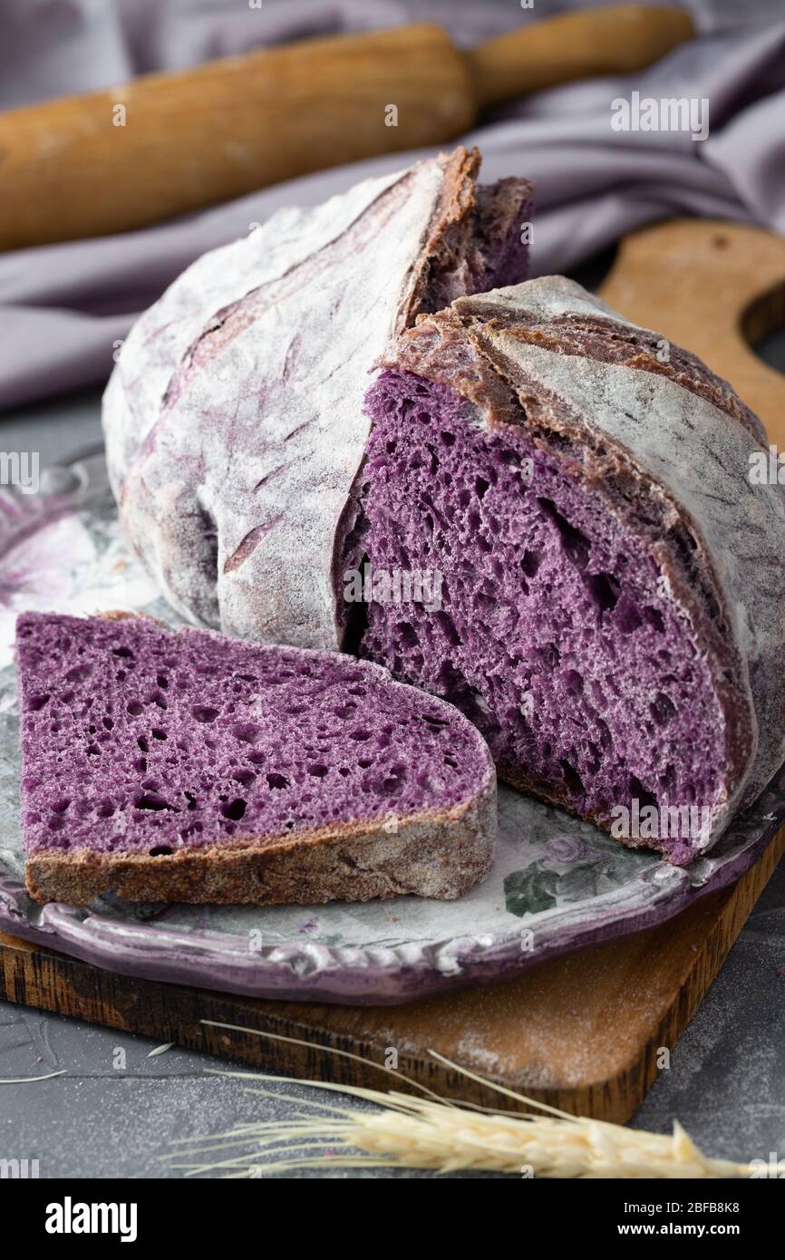 Fresh baked organic purple superfood Stock Photo