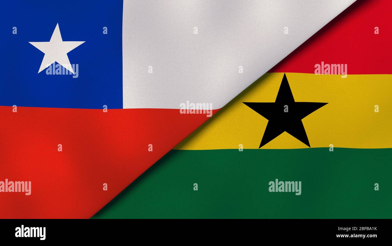 Two states flags of Chile and Ghana. High quality business background
