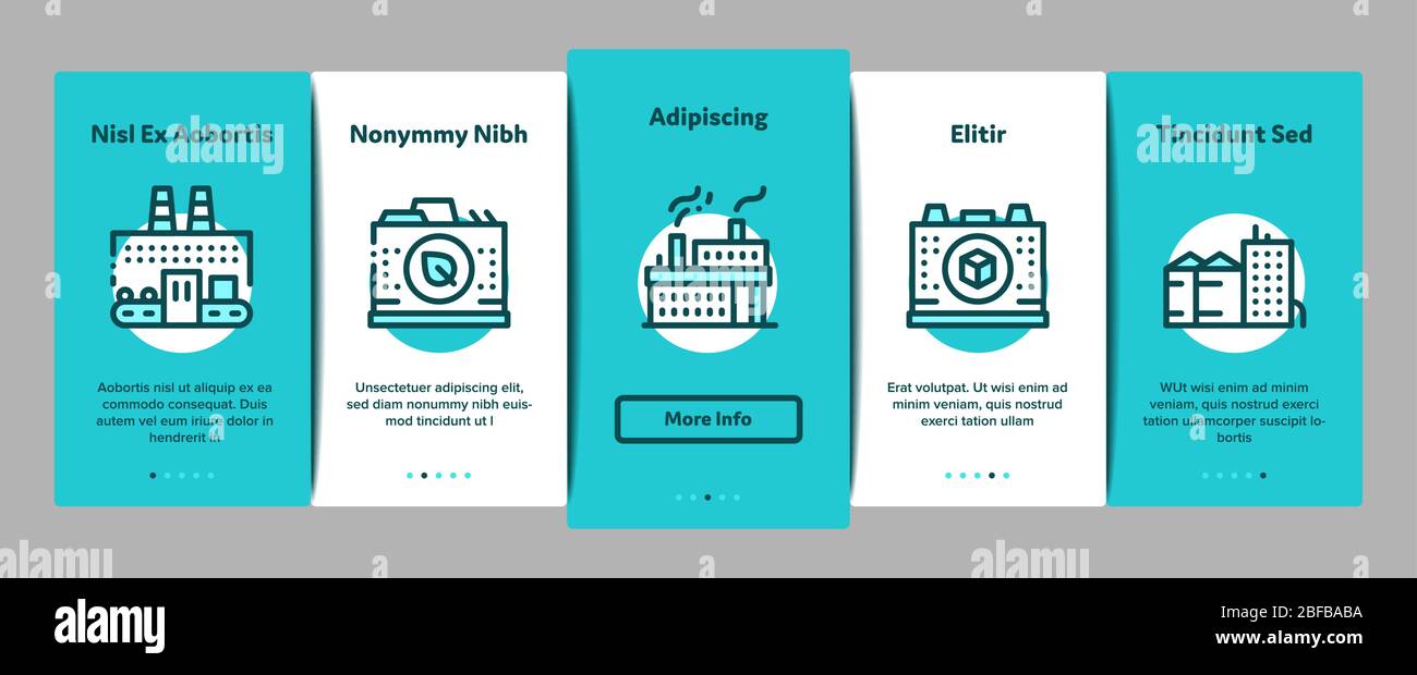 Factory Industrial Onboarding Elements Icons Set Vector Stock Vector