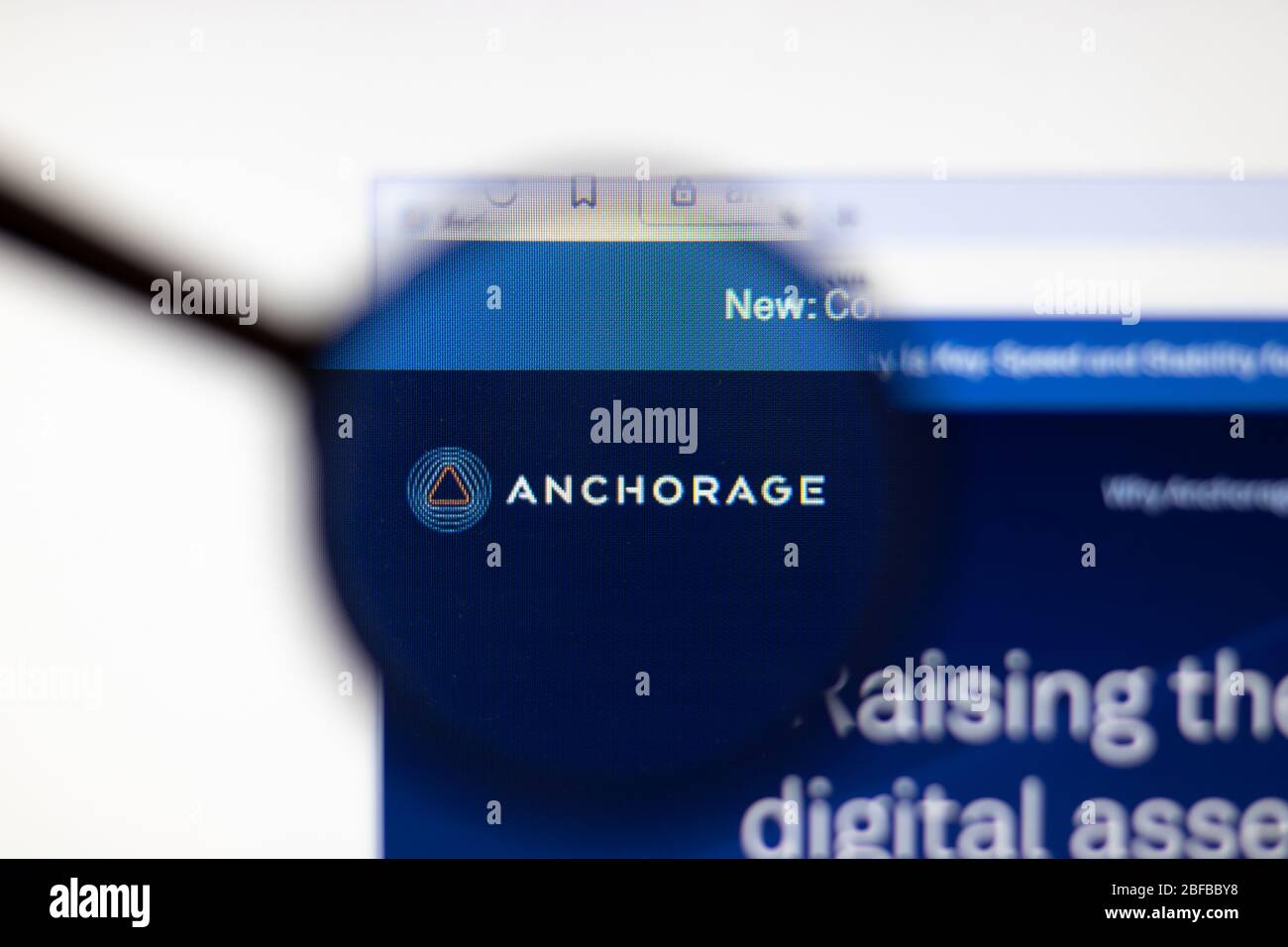 Los Angeles, California, USA - 16 April 2020: Anchorage website logo on homepage. Anchorage.com site close-up , Illustrative Editorial Stock Photo