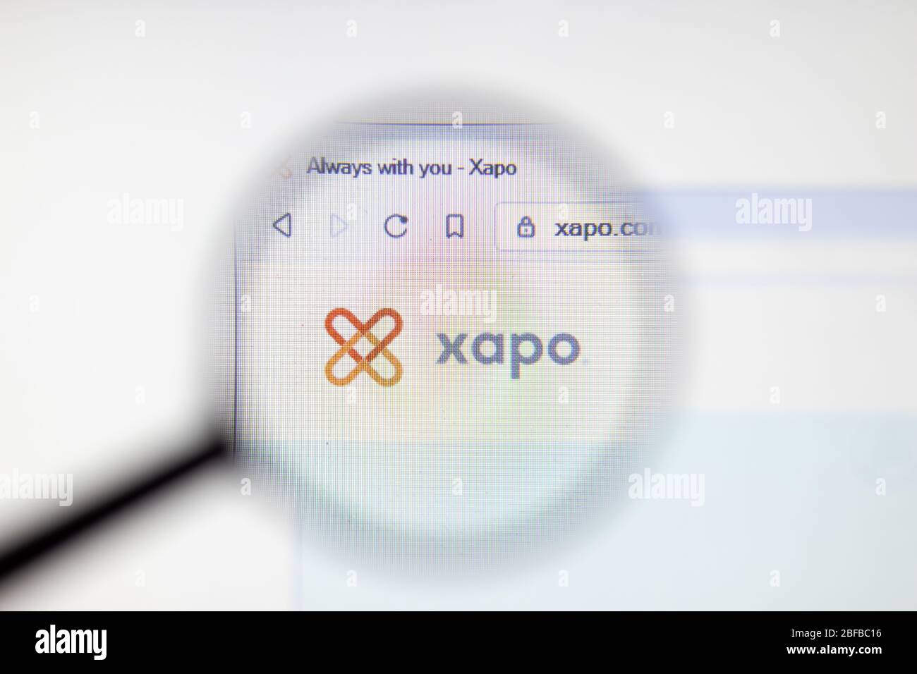 Los Angeles, California, USA - 16 April 2020: Xapo website logo on homepage. Xapo.com site close-up , Illustrative Editorial Stock Photo