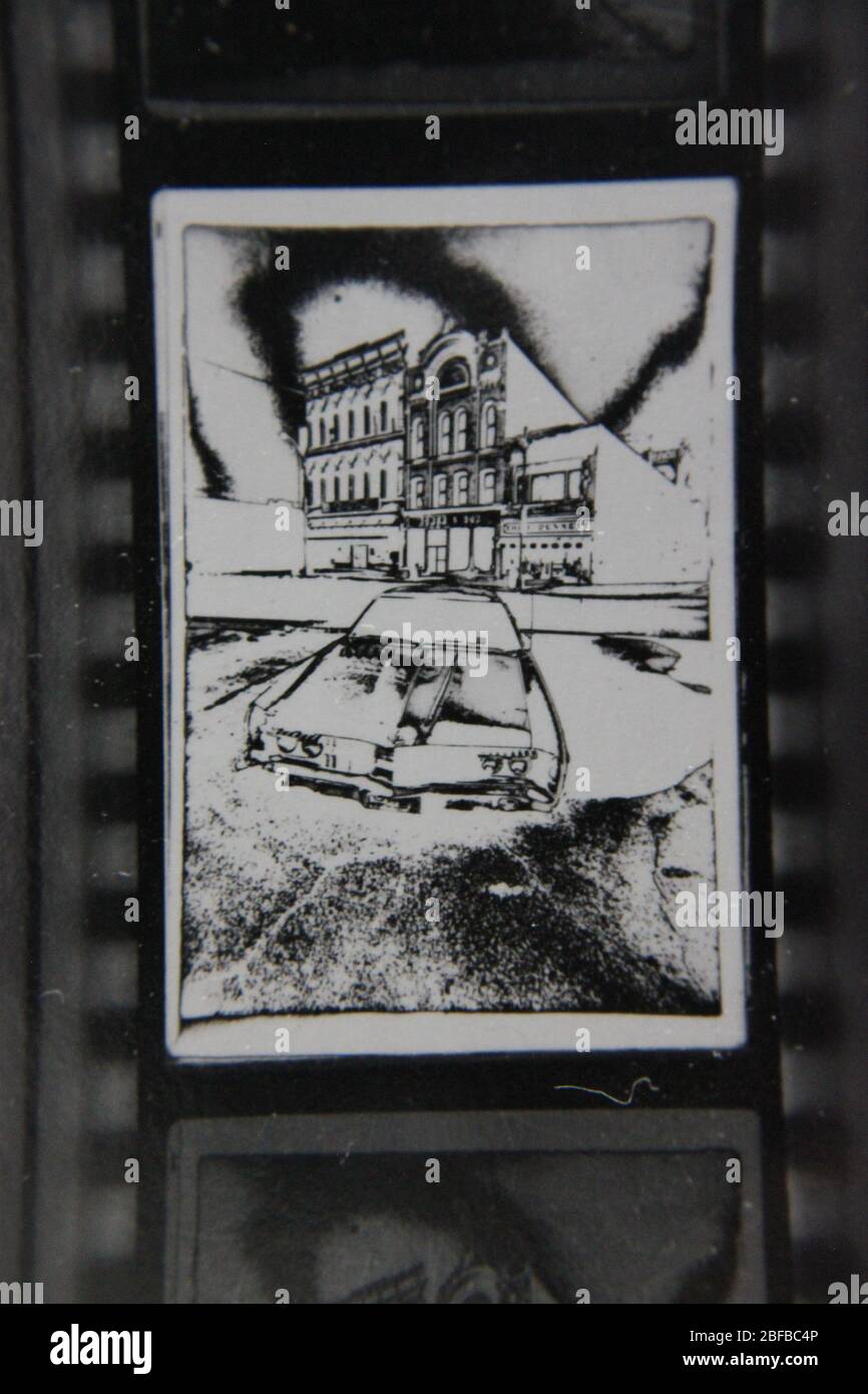 Fine 70s vintage extreme high contrast contact print photography of a ... image.