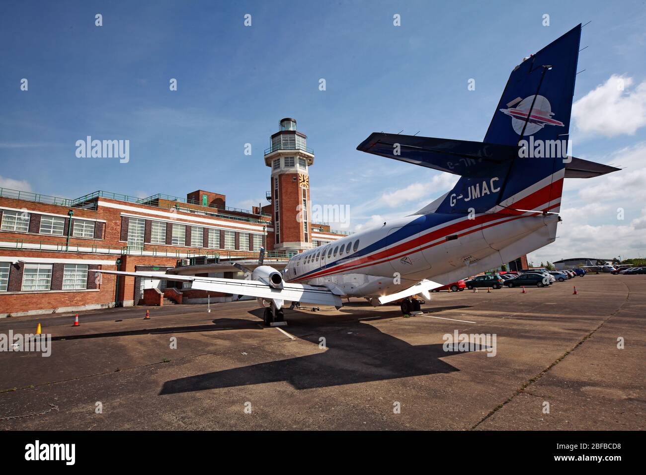 Speke Aerodrome building,Crowne Plaza Liverpool John Lennon Airport Hotel,Art Deco hotel building renovated airside with vintage aircraft,Speke,L24 8Q Stock Photo