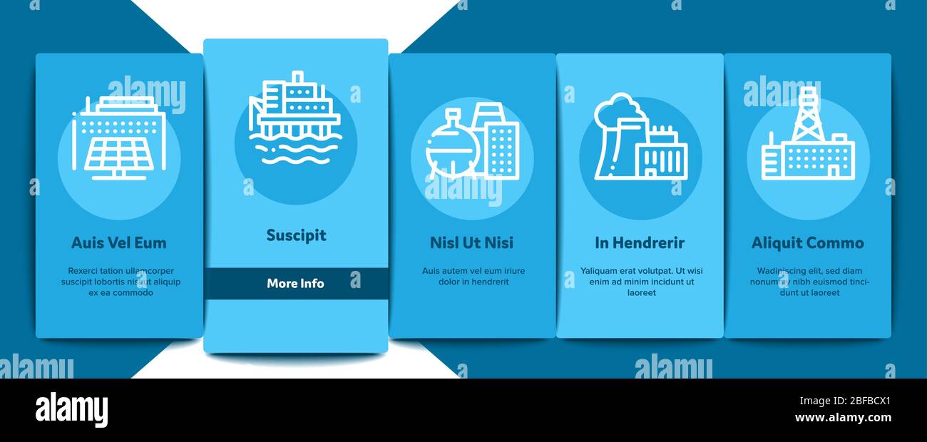 Factory Industrial Onboarding Elements Icons Set Vector Stock Vector