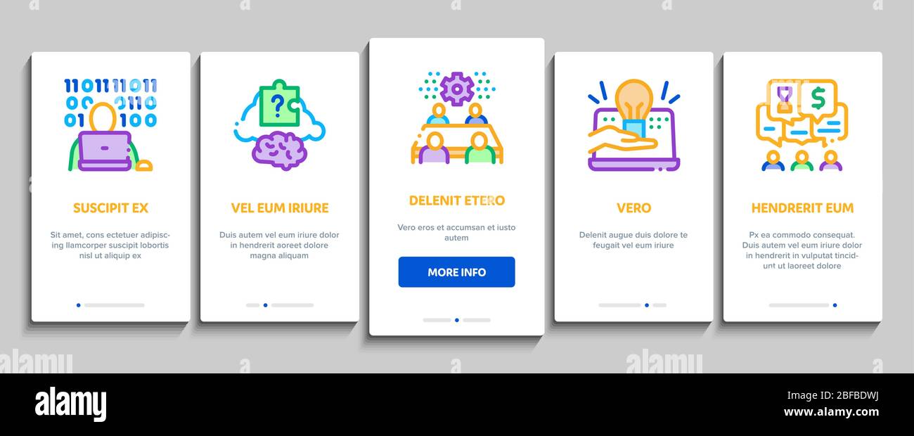 Hackathon Development Onboarding Elements Icons Set Vector Stock Vector