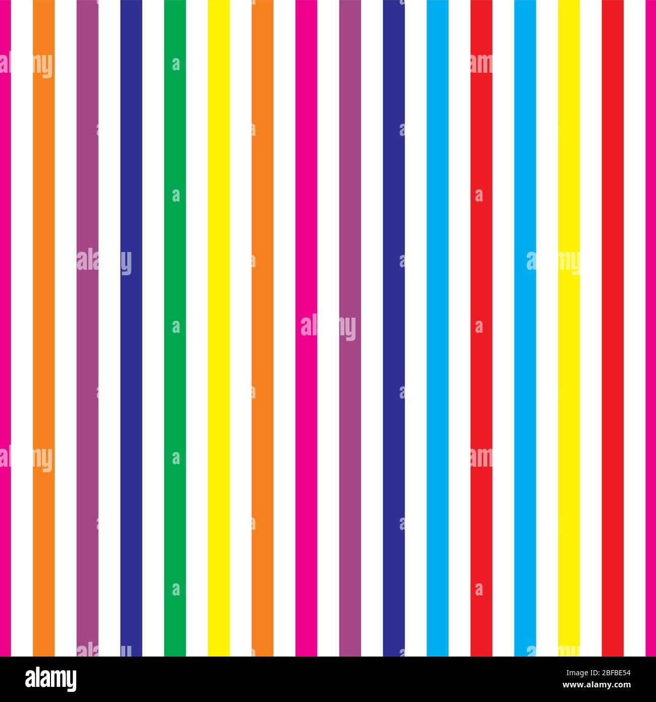 Seamless stripes vector background or pattern. Desktop wallpaper with colorful yellow, red, pink, green, blue, orange and violet stripes for kids webs Stock Vector