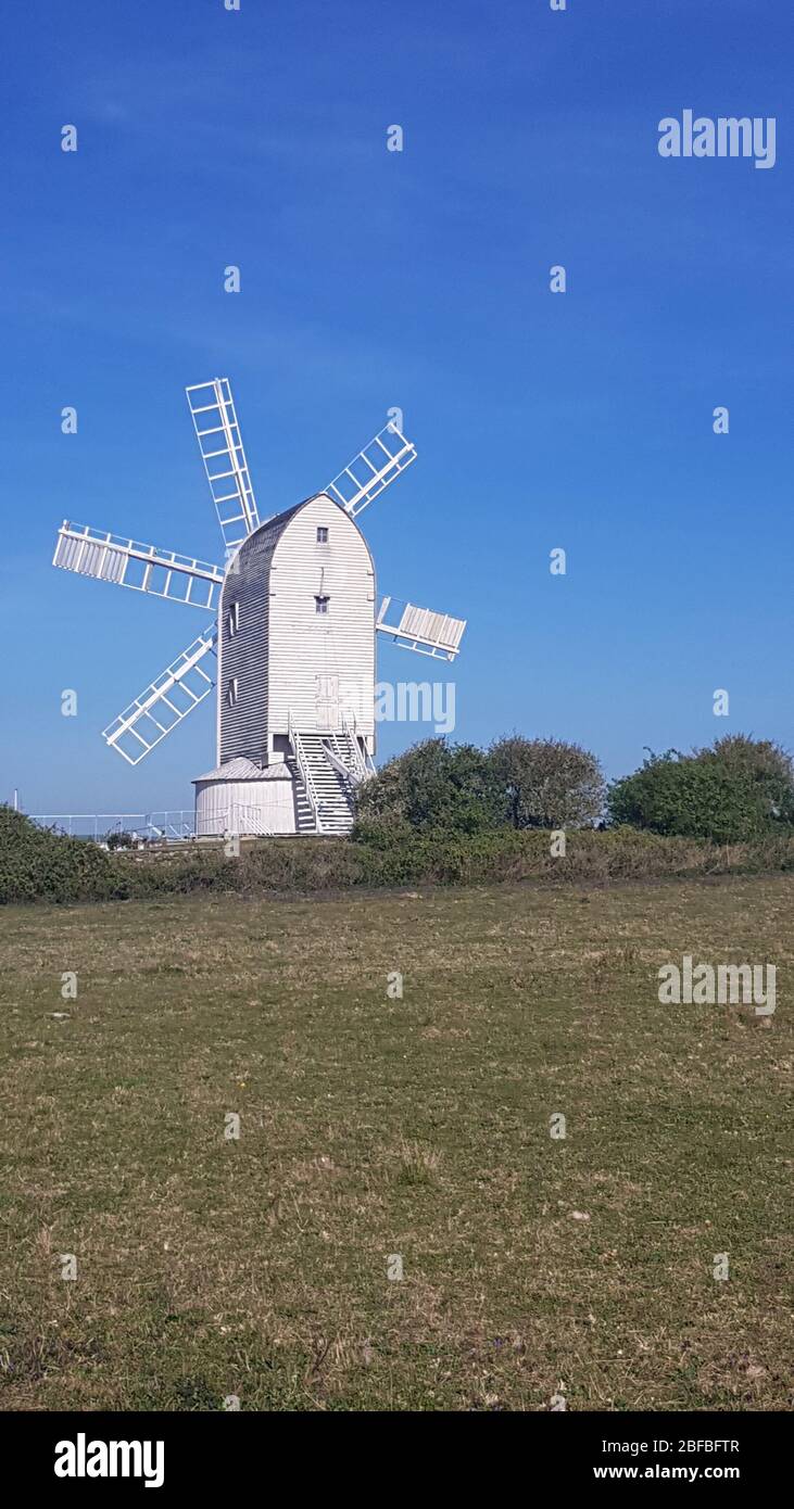 Ashcombe windmill near Lewes in Southern England. Stock Photo