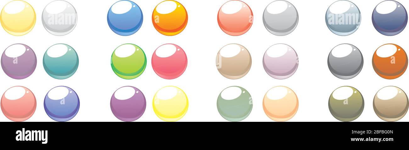 Set of glossy round colorful buttons isolated on white. Vector illustration  for design, game, web Stock Vector Image & Art - Alamy