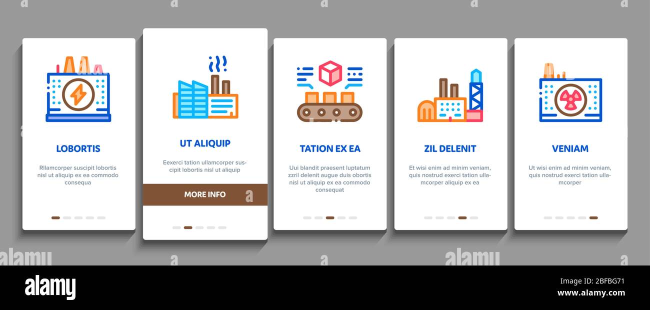 Factory Industrial Onboarding Elements Icons Set Vector Stock Vector