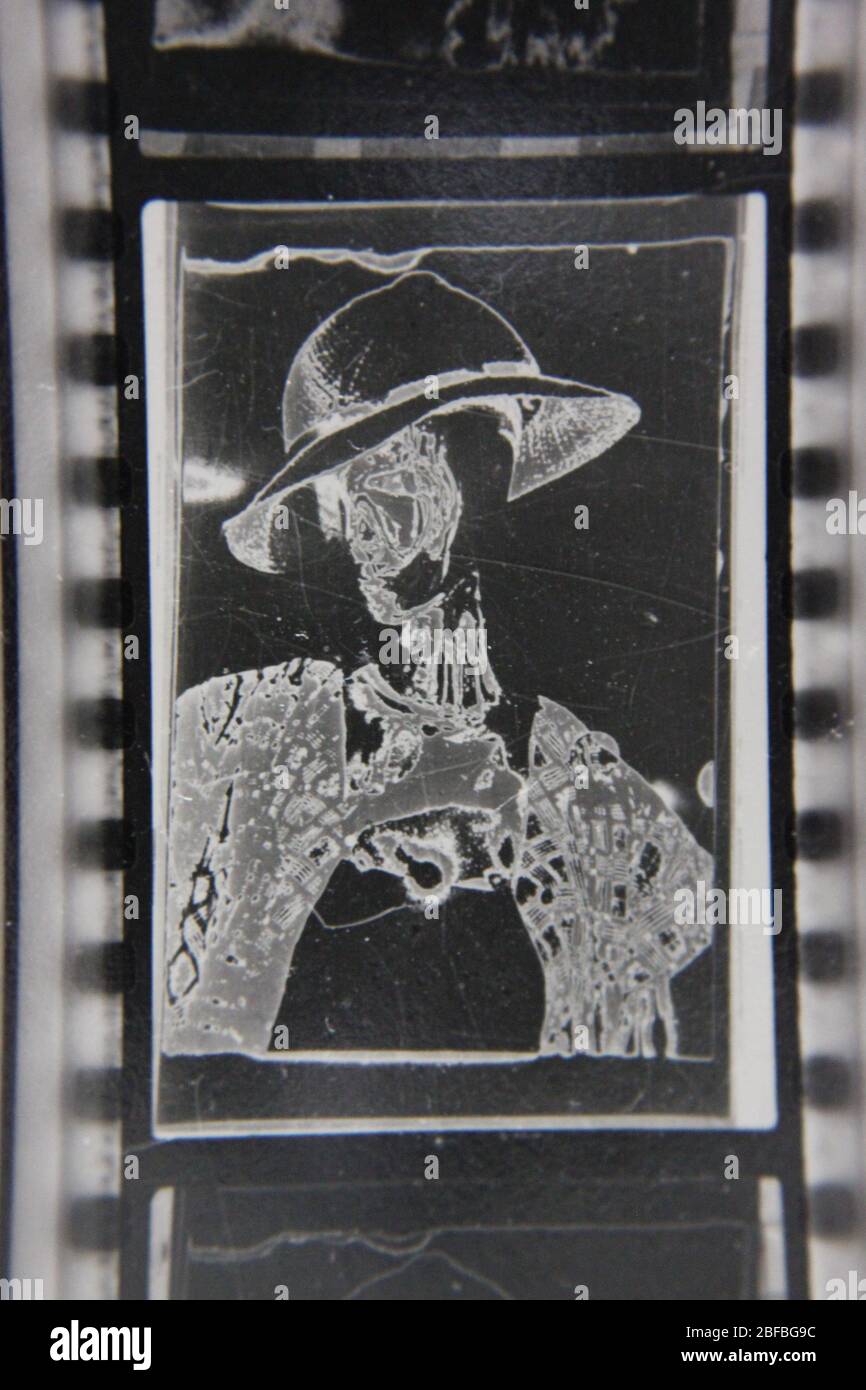Fine 70s vintage extreme high contrast contact print photography of a ...
