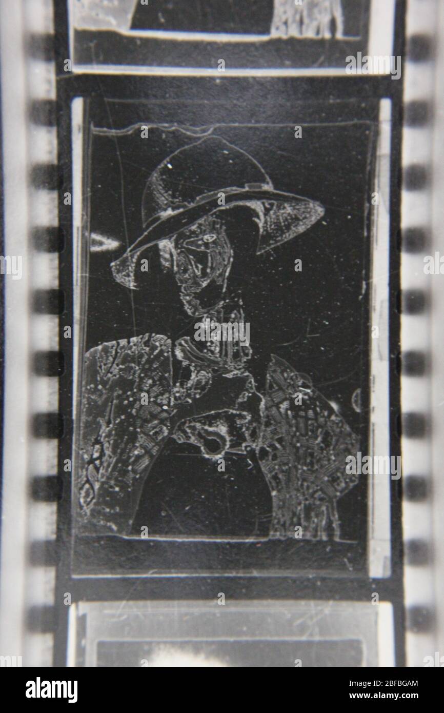 Fine 70s vintage extreme high contrast contact print photography of a ...