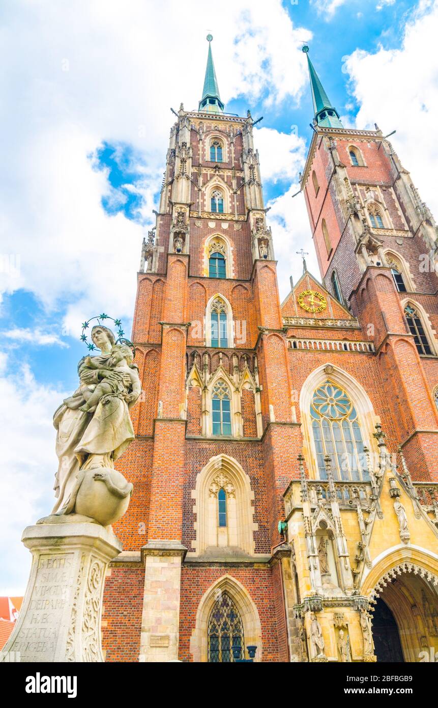 View from below of Cathedral of St. John the Baptist church building ...