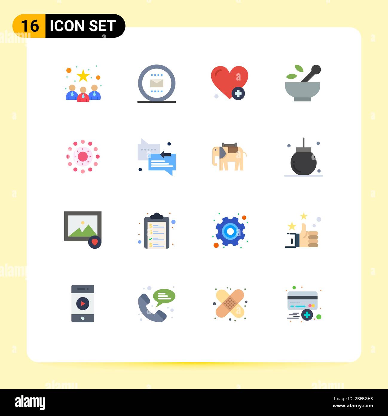 Set of 16 Modern UI Icons Symbols Signs for spring, soup, work, medicine, hospital Editable Pack of Creative Vector Design Elements Stock Vector