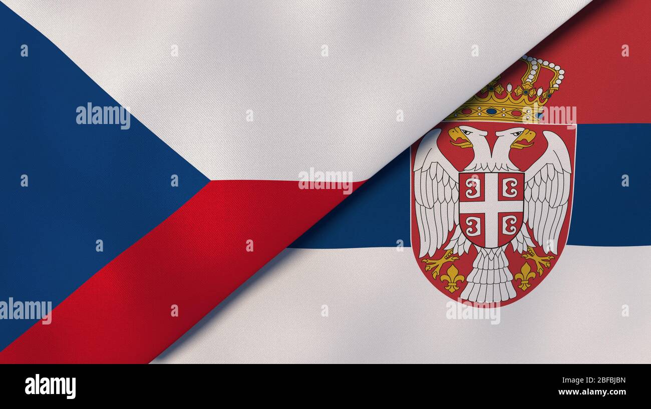 Serbia and Czech Republic flag waving in the wind against white cloudy blue  sky together. Diplomacy concept, international relations Stock Photo - Alamy