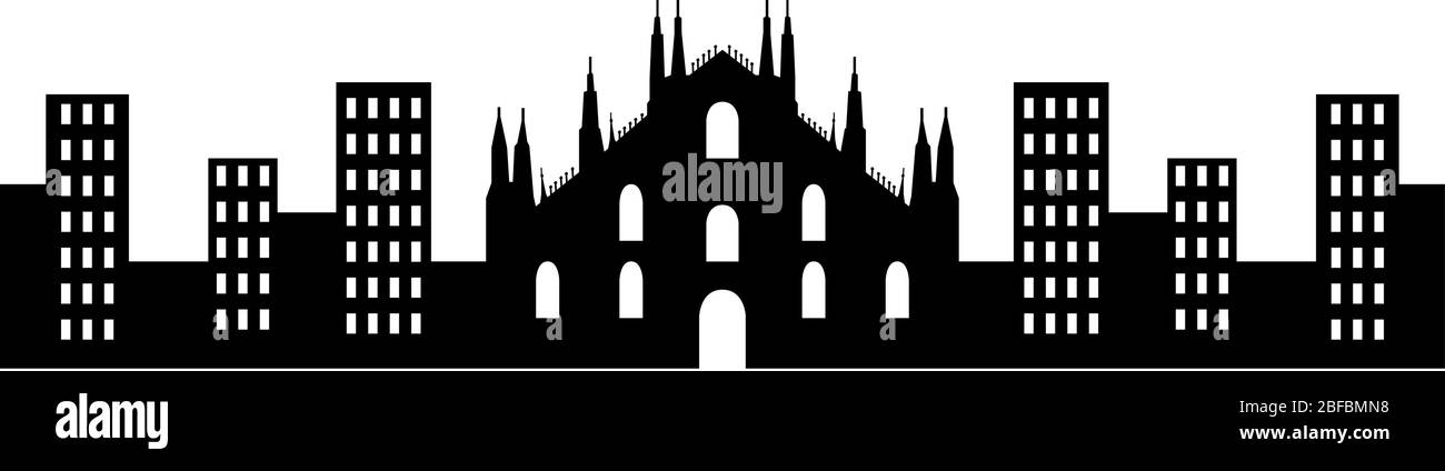 Milan skyline icon illustrated in vector on white background Stock ...
