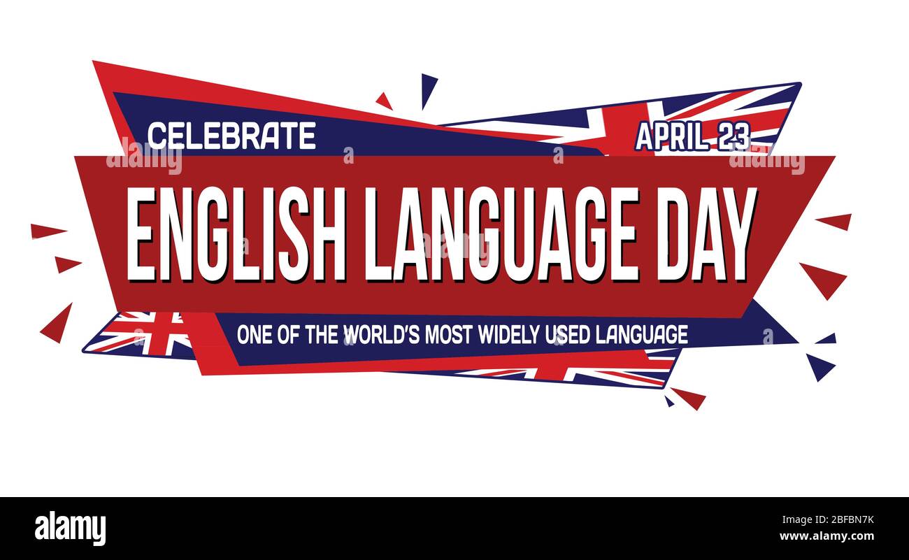 English language day banner design on white background, vector