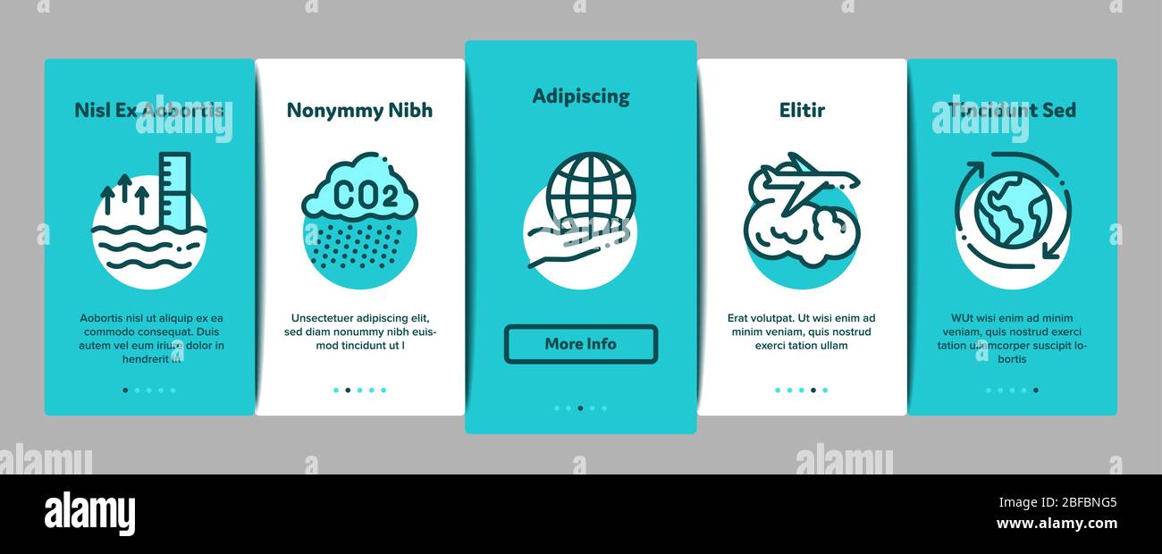 Climate Change Ecology Onboarding Elements Icons Set Vector Stock Vector