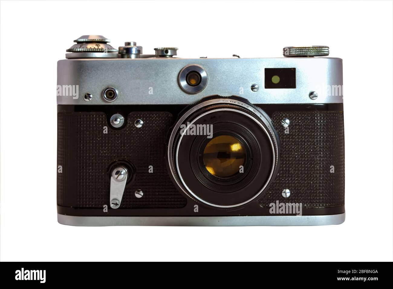 Retro film photo camera isolated on white background Stock Photo - Alamy