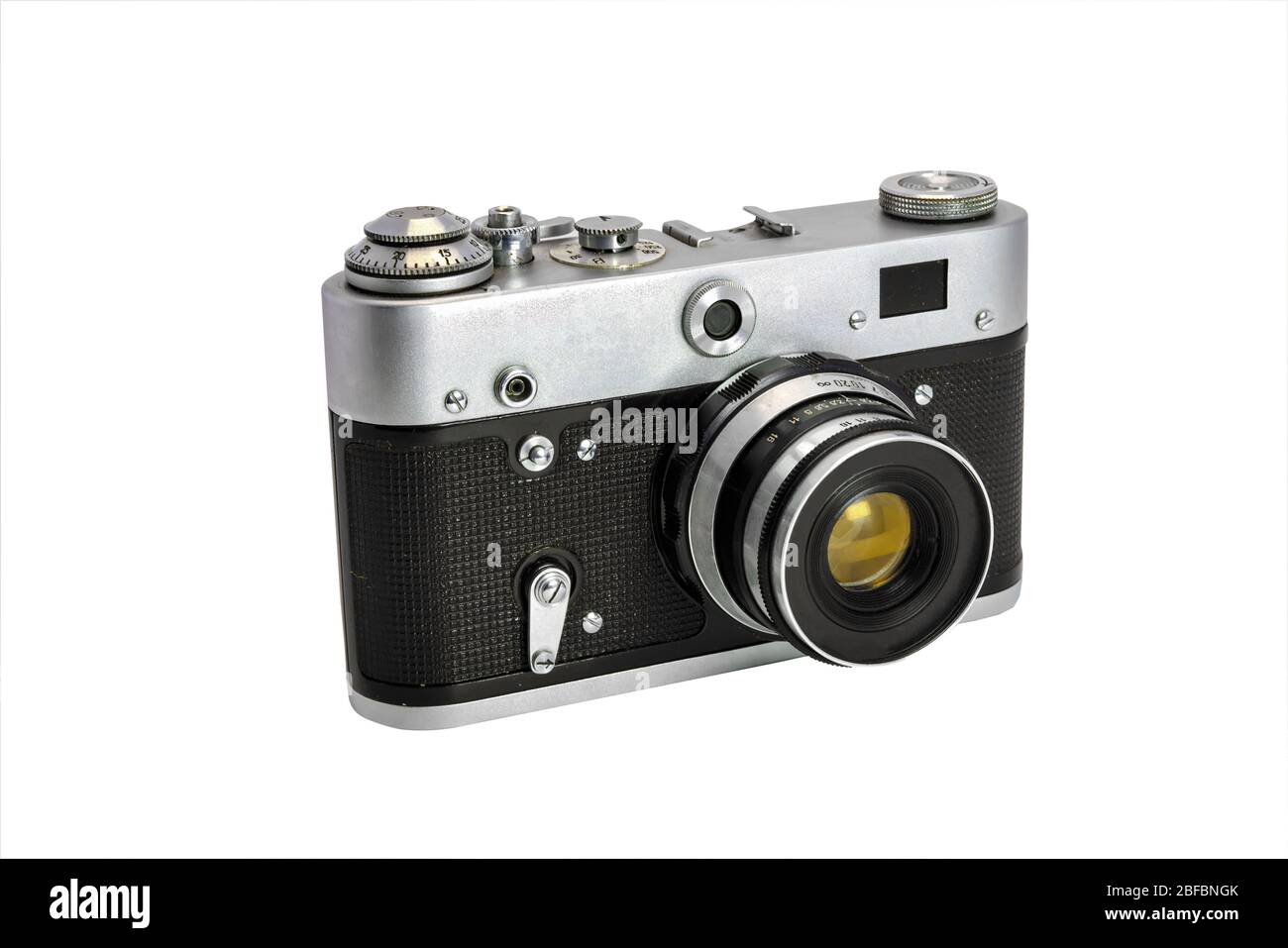 Retro film photo camera isolated on white background Stock Photo - Alamy