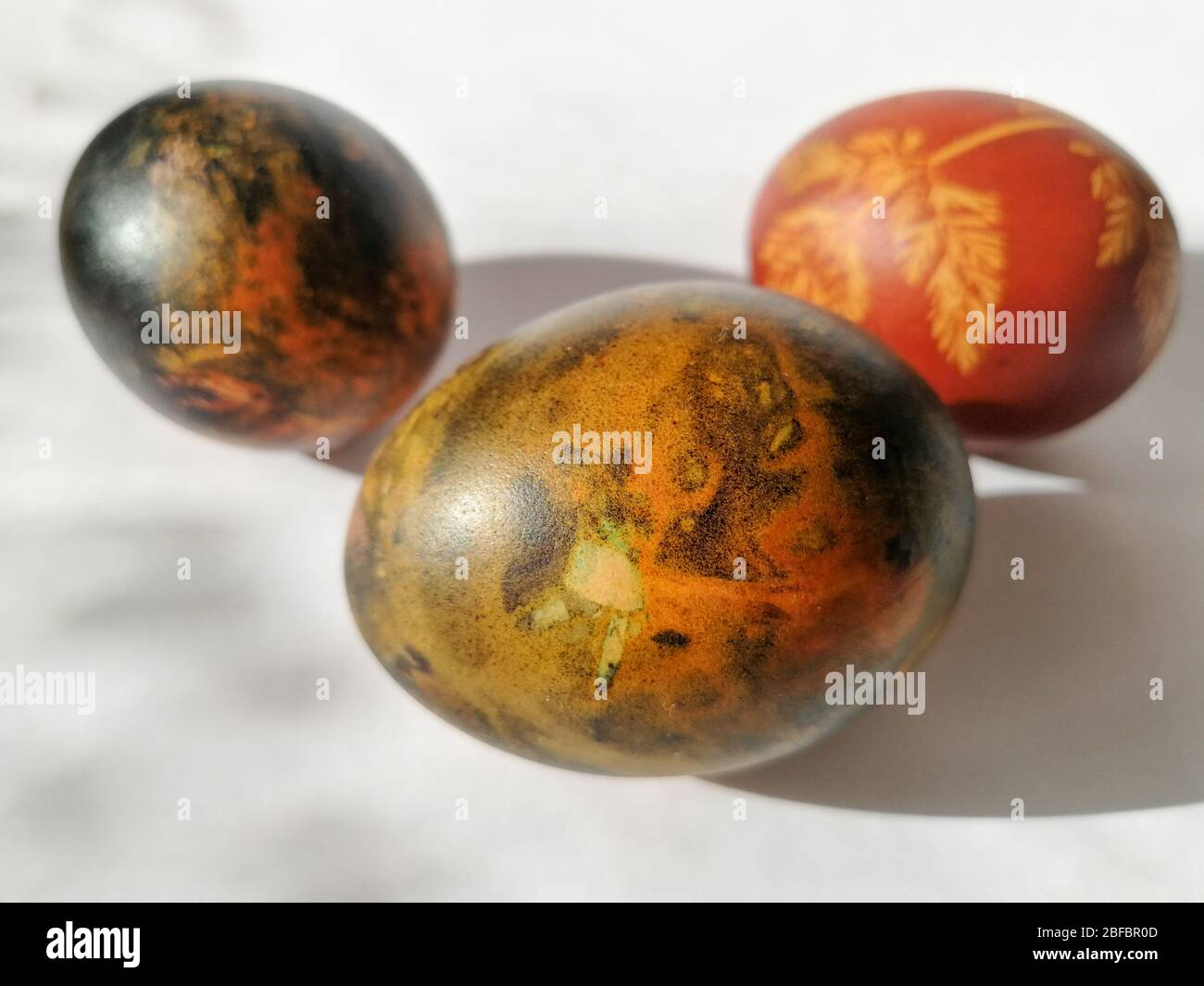 Traditionally lithuanian painted Easter eggs isolated on the white background Stock Photo