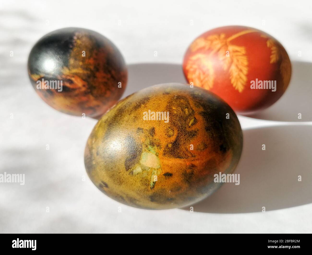 Traditionally lithuanian painted Easter eggs isolated on the white background Stock Photo