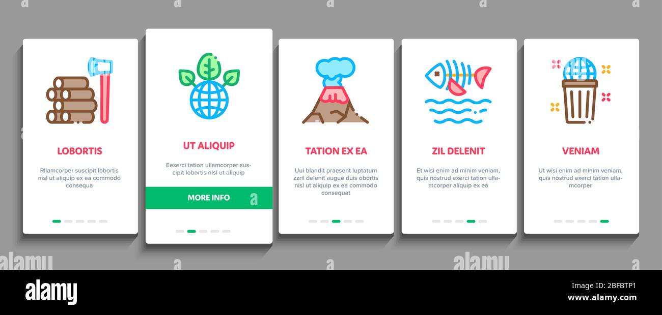 Climate Change Ecology Onboarding Elements Icons Set Vector Stock Vector