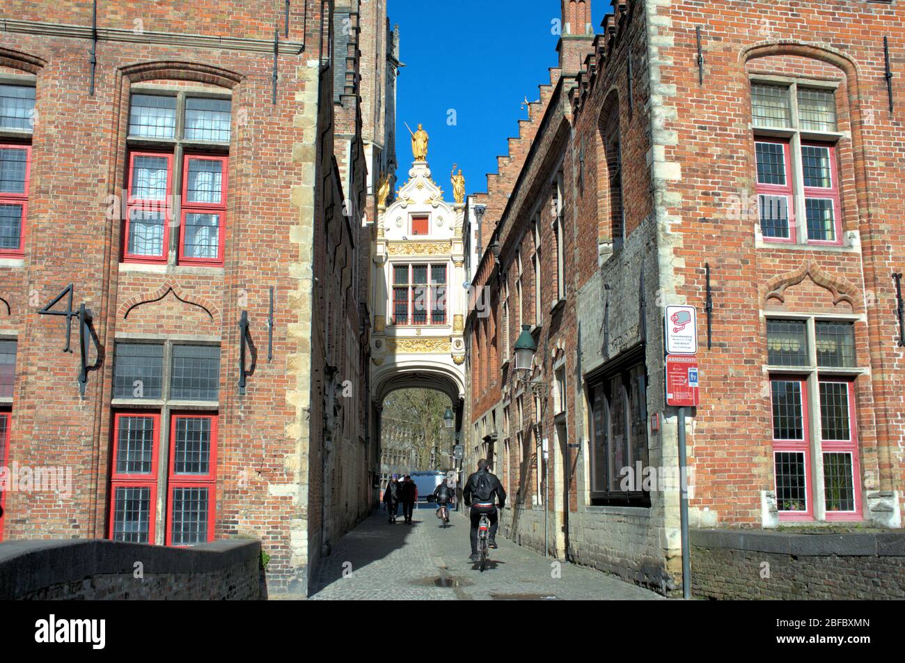 Blind Donkey Street (Blinde Ezelstraat), Bruges, Belgium Stock Photo
