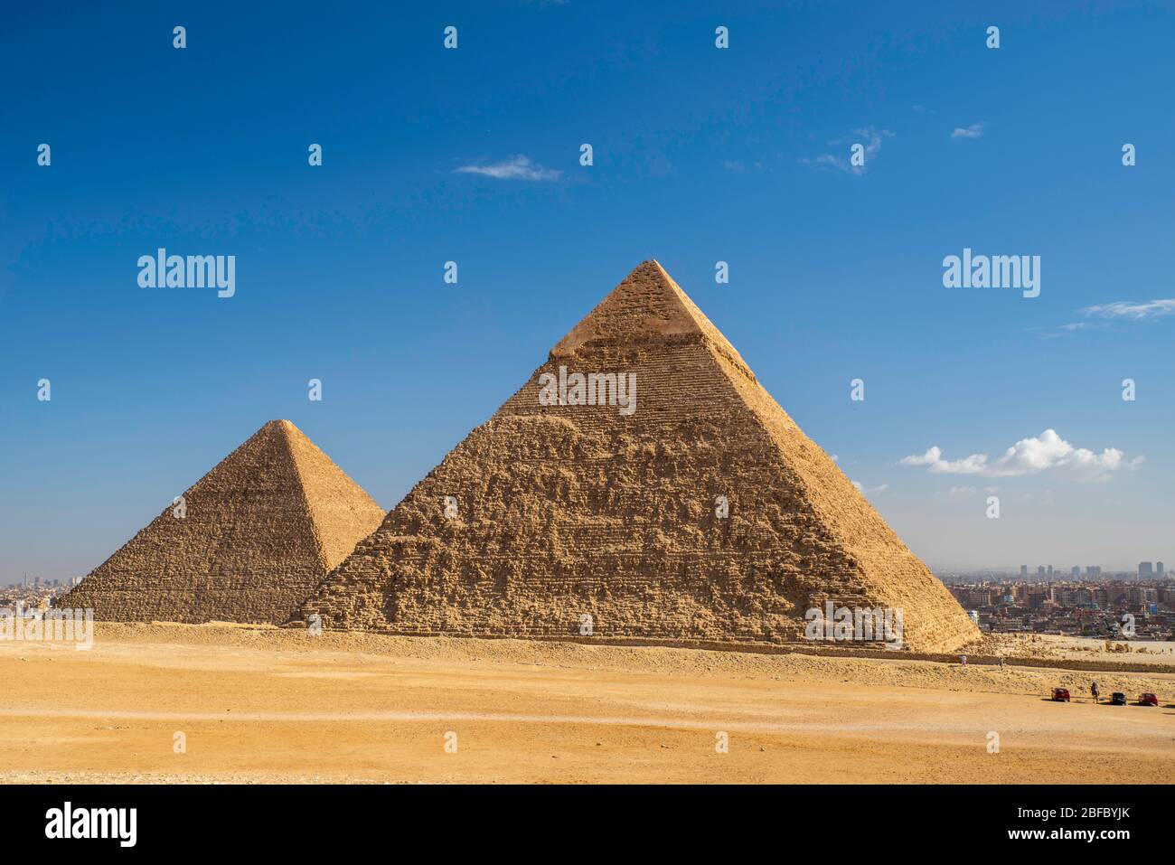 The Pyramids of Khafre & Khufu at the Giza Pyramid Complex, Giza, Egypt ...