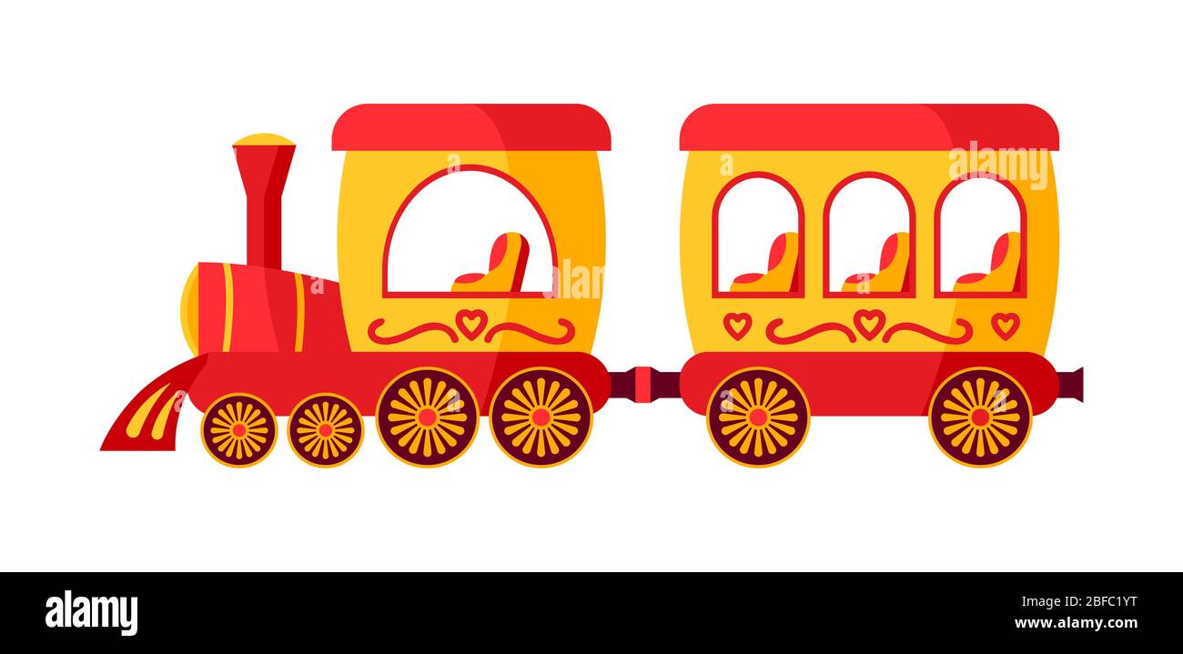 Funny multicolored locomotive, childrens train amusement park flat. Cartoon  toy train. Festivals outdoor summer kid fun time. Isolated vector  illustration Stock Vector Image & Art - Alamy