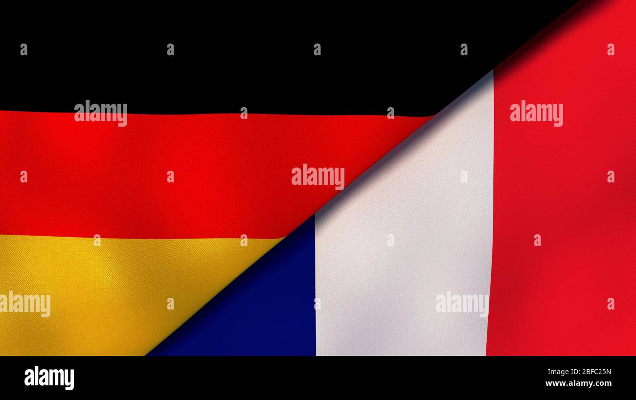 Two states flags of Germany and France. High quality business
