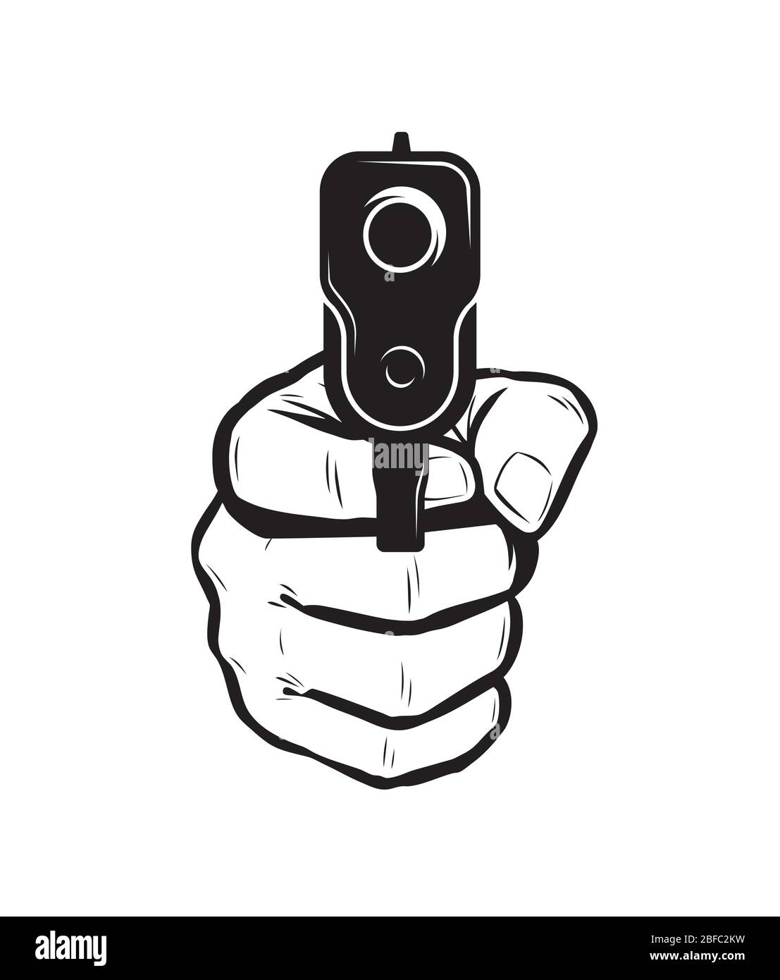 Gun in hand. Firearm, pistol vector illustration Stock Vector
