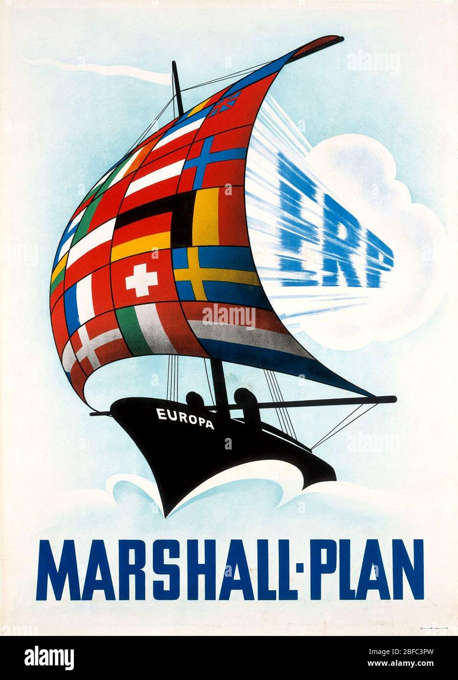 1950 ca, GERMANY: German metal plaque Post War propaganda European  Cooperation for the MARSHALL PLAN . The Marshall Plan aka E.R.P. (  officially the European Recovery Program, ERP ) was the large-scale
