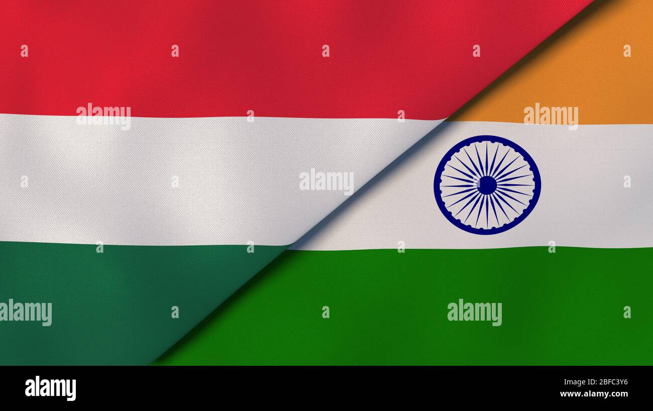 Two states flags of Hungary and India. High quality business background. 3d illustration Stock Photo - Alamy Two states flags of Hungary and India. High quality business background. 3d illustration Stock Photo - Alamy