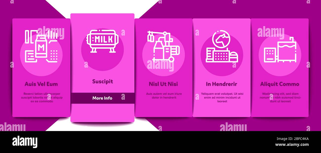 Milk Factory Product Onboarding Elements Icons Set Vector Stock Vector