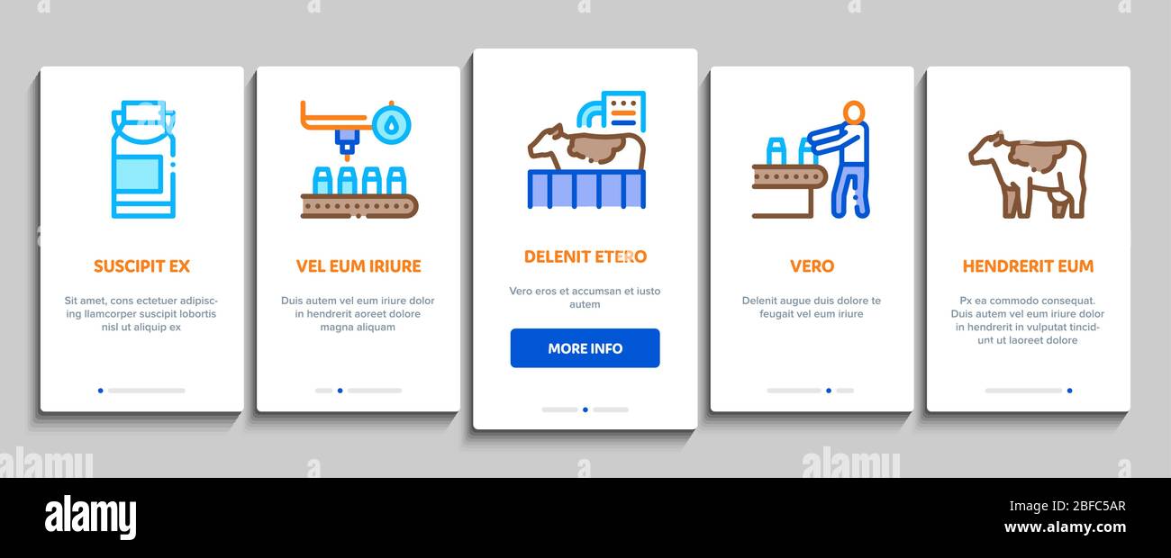 Milk Factory Product Onboarding Elements Icons Set Vector Stock Vector ...