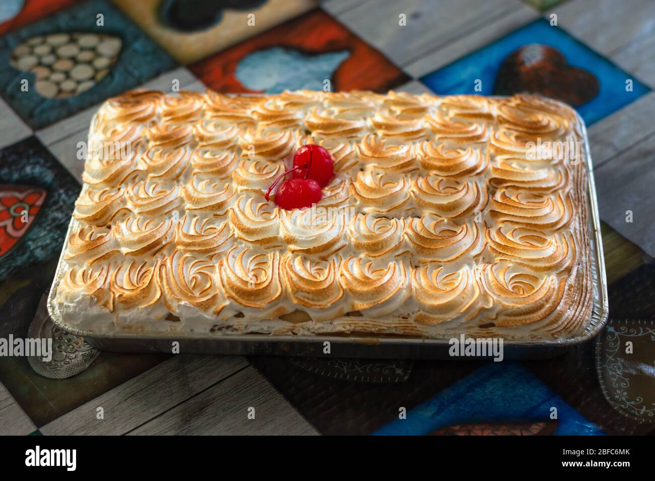 Tres leches cake, popular dessert in Latin America. Stock Photo