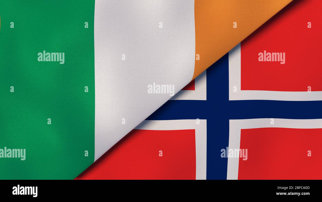 Two states flags of Ireland and Norway. High quality business ...