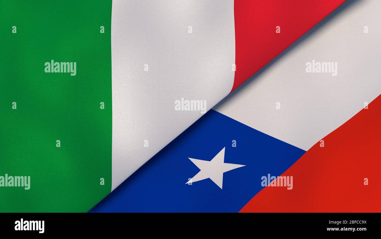 Two states flags of Italy and Chile. High quality business background. 3d  illustration Stock Photo - Alamy