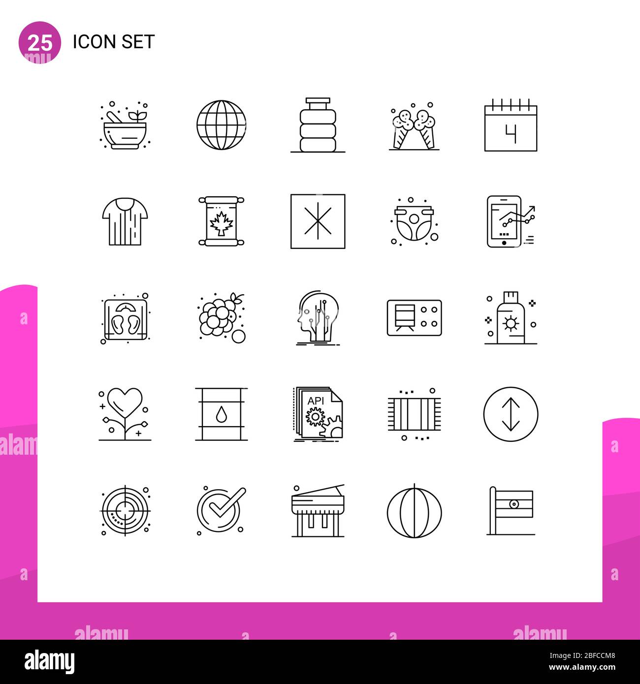 25 Creative Icons Modern Signs and Symbols of schedule, calendar, dinner, american, ice Editable Vector Design Elements Stock Vector